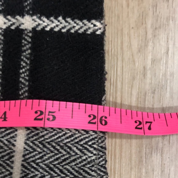 Forever 21 Black White Plaid Lined Pea Coat Jacket Belted Medium - Picture 8 of 8